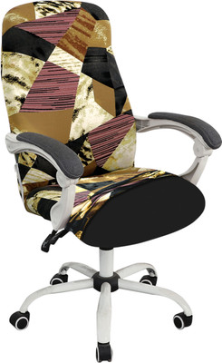 HOKiPO Polyester Geometric 1 Seater Chair Cover(Wine Abstract Geometry Pack of 1)