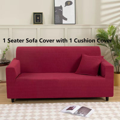 lukzer Polyester Plain 3 Seater Sofa Cover(Red Pack of 1)