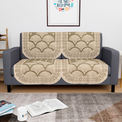 KUBER INDUSTRIES Cotton 2 Seater Sofa Geometric Cover(Pack of 4 Yellow)
