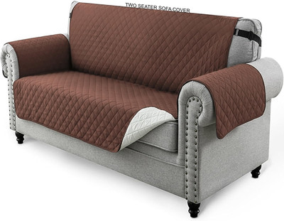 Magic Cover Polyester Abstract 2 Seater Sofa Cover(Brown Pack of 1)