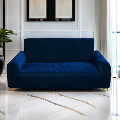 Rabhnoor Velvet, Silk 3 Seater Sofa Plain Cover(Pack of 1 Airforce Blue)