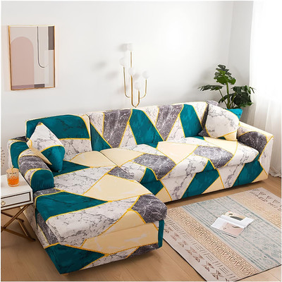 lukzer Polyester Geometric 3 Seater Sofa Cover(Multicolor Pack of 1)