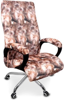 Stylista Polyester Abstract 1 Seater Chair Cover(Abstract Brown Pack of 1)