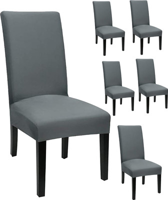 Magic Cover Polyester Plain 1 Seater Chair Cover(Grey Pack of 6)