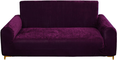 Rabhnoor Velvet, Silk 3 Seater Sofa Plain Cover(Pack of 1 Wine)