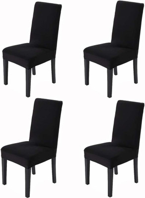 Rhydin Polyester 1 Seater Chair Plain Cover(Pack of 4 Black)