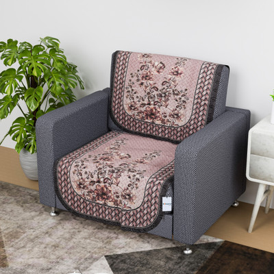 HOMESTIC by Kuber Industries Polyester Floral 1 Seater Sofa Cover(Pink Pack of 1)