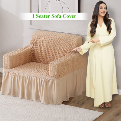 HOKiPO Polyester 1 Seater Sofa Plain Cover(Pack of 1 Beige)