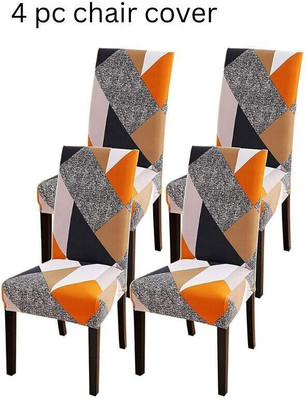 SmartFab Polyester 1 Seater Chair Geometric Cover(Pack of 4 Multicolor)
