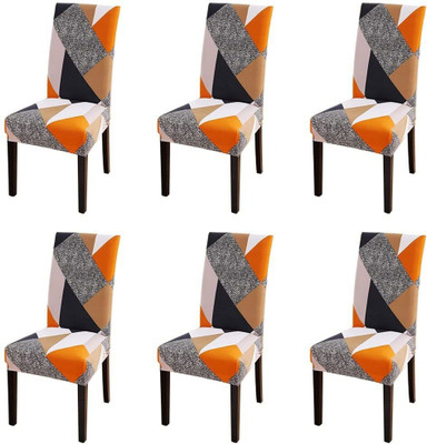 A CUBE LUXURY SOLUTIONS Polyester Geometric 1 Seater Chair Cover(Grey Pack of 6)
