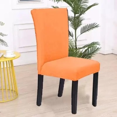 VRSS Polyester Plain Chair Cover(ORANGE Pack of 6)