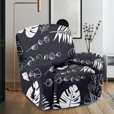 Cortina Polyester 1 Seater Sofa Geometric Cover(Pack of 1 Recliner Sofa Cover - Black)