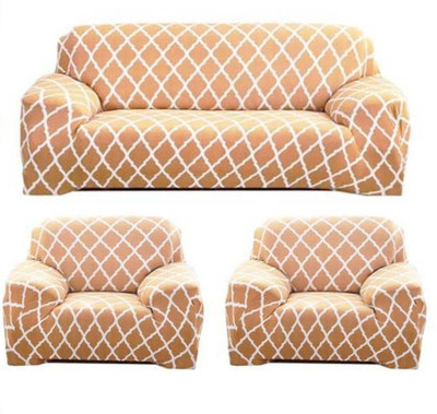 Flipkart SmartBuy Polyester Checkered 3+1+1 Seater Sofa Cover(Beige Pack of 1)