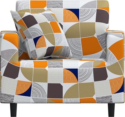 FurShine Polyester Abstract 1 Seater Sofa Cover(Square abstract Pack of 1)