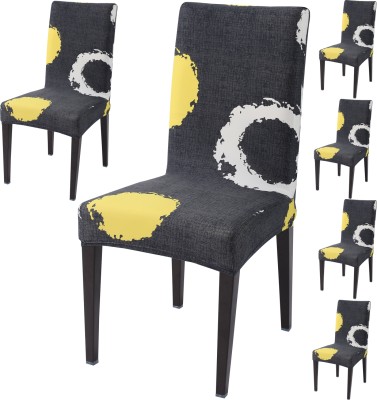 HOKiPO Polyester Abstract Chair Cover(Black Pack of 6)