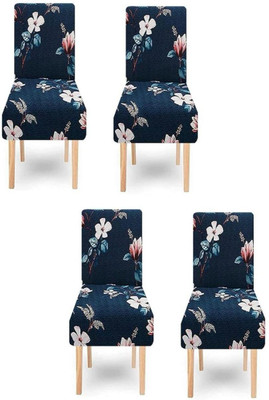 GANGAWANI Polycotton 4 Seater Chair Floral Cover(Pack of 4 GREY)