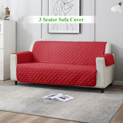 HOKiPO Polyester 3 Seater Sofa Plain Cover(Pack of 1 Red)