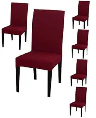 Akshara Loomtex Polyester Plain Chair Cover(Maroon Pack of 6)