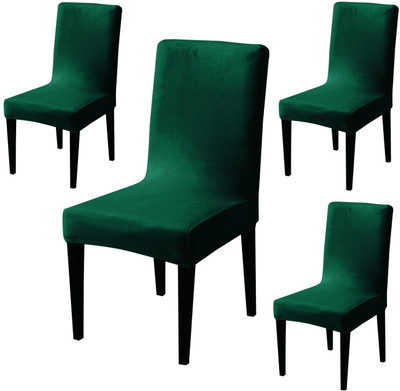 TURIYA Polycotton, Polyester 4 Seater Chair Plain Cover(Pack of 4 Green)