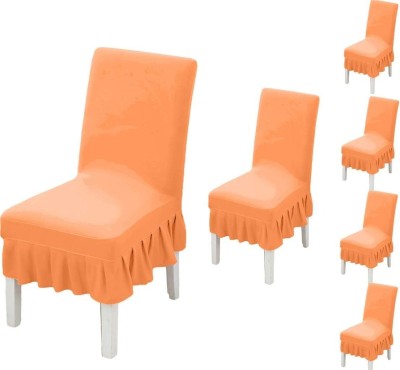 VRSS Polyester Plain Chair Cover(ORANGE Pack of 6)