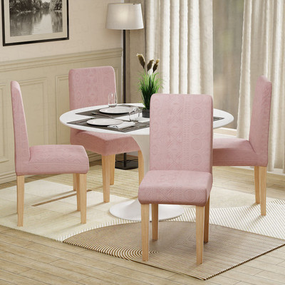 lukzer Jacquard 1 Seater Chair Plain Cover(Pack of 4 Pastel Pink Tribal)