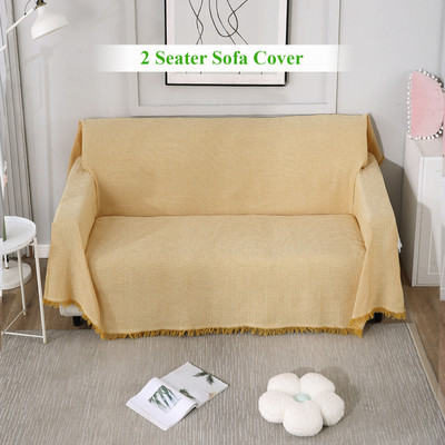 HOKiPO Polycotton 2 Seater Sofa Plain Cover(Pack of 1 Yellow)