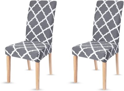 Bigkart Polyester Abstract Chair Cover(Grey Pack of 2)