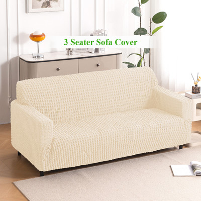 HOKiPO Polyester 3 Seater Sofa Plain Cover(Pack of 1 Light Cream)