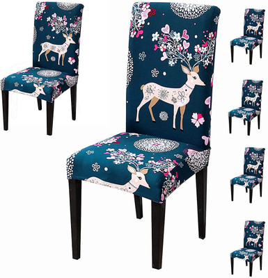 Rabhnoor Polycotton 1 Seater Chair Animal Cover(Pack of 6 Blue)