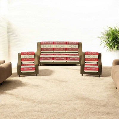 DFH Polycotton Damask 3+1+1 Seater Sofa Cover(Maroon Pack of 1)