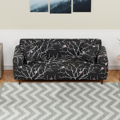 Udeek Polyester 3 Seater Sofa Floral Cover(Pack of 1 BLACK)
