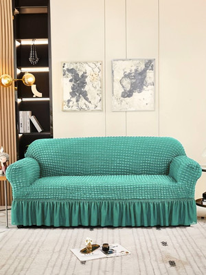 Cortina Polyester Abstract 3 Seater Sofa Cover(Green Pack of 1)