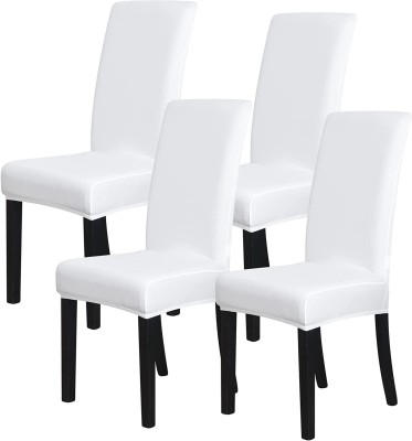 Rhydin Polyester Plain Chair Cover(White Pack of 4)