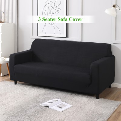 HOKiPO Polyester Plain Sofa Cover(Black Pack of 1)