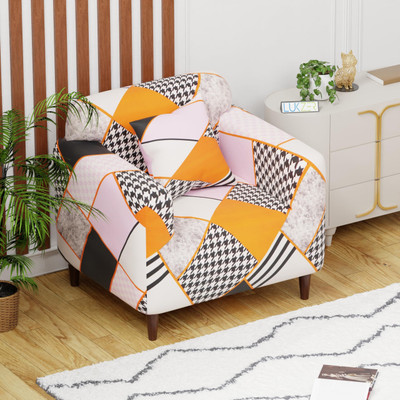 lukzer Polyester Geometric 1 Seater Sofa Cover(Colorful Patterned Design Pack of 1)