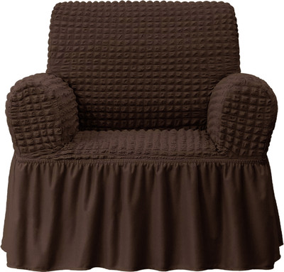 Cortina Polyester Plain 1 Seater Sofa Cover(Brown Pack of 1)