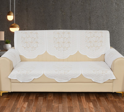 Bigger fish Polycotton Floral 3 Seater Sofa Cover(White Pack of 8)