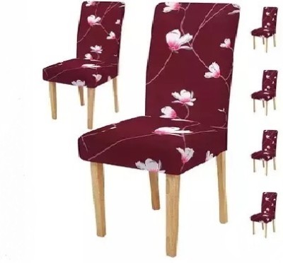 PawanSutra Polycotton Floral Chair Cover(Red Pack of 6)