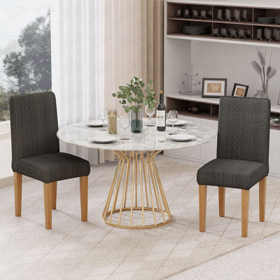 lukzer Jacquard 1 Seater Chair Plain Cover(Pack of 2 Pastel Dark Grey Zigzag)