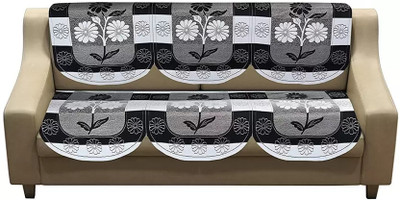 Jainco Decor Cotton Floral 3 Seater Sofa Cover(Grey Pack of 6)