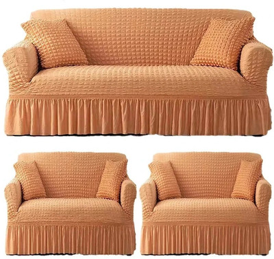 TONY STARK Polycotton 3+1+1 Seater Sofa Striped Cover(Pack of 3 Beige)
