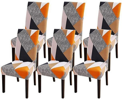 QUIRKYHUB Polycotton 1 Seater Chair Checkered Cover(Pack of 8 Orange)