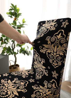 Roodra Creations Polycotton Geometric Chair Cover(Brown Pack of 1)