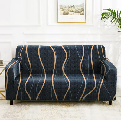 Shri Paras Traders Polyester Geometric 3 Seater Sofa Cover(yellow line Pack of 1)