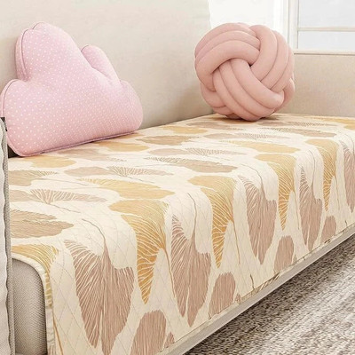 lukzer Polyester Floral 2 Seater Sofa Cover(Fan Leaf Pattern Sofa Mat Pack of 1)