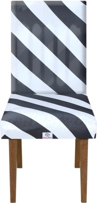 Heart Home Polyester Striped Chair Cover(Black & White Pack of 1)