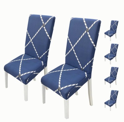 Magic Cover Polyester Floral 1 Seater Chair Cover(Blue Pack of 6)