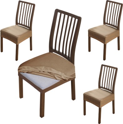 HOKiPO Jacquard Plain Chair Cover(Light Brown Pack of 4)