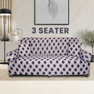Leoaries Silk 3 Seater Sofa Striped Cover(Pack of 1 Blue)