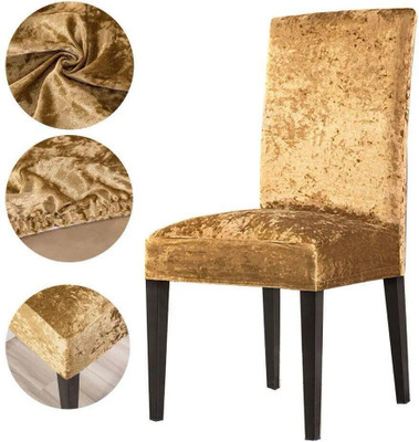 Akshara Loomtex Velvet 1 Seater Chair Plain Cover(Pack of 1 Gold)